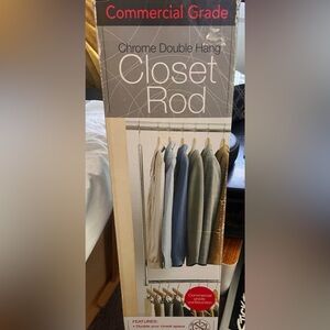 NIB Chrome Commercial-Grade Double Hanging Closet Rod/Storage Extender